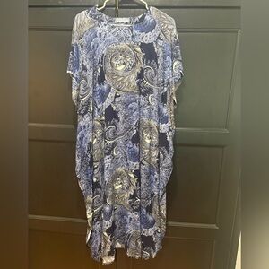 Changing Lives Designs Elegant Blue and Gold Paisley Dress
